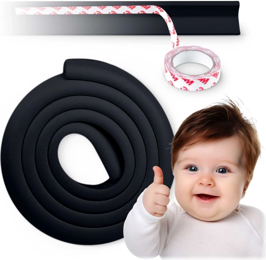 RICOKIDS drošības putu stūru un malu aizsargs, melns, 2 m