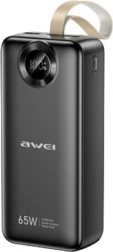 Ārējais akumulators Awei PA-34 30000 mAh 65 W ar ātro uzlādi, melns