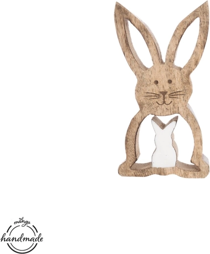 Orion wooden rabbit decoration, mango finish, 12 cm