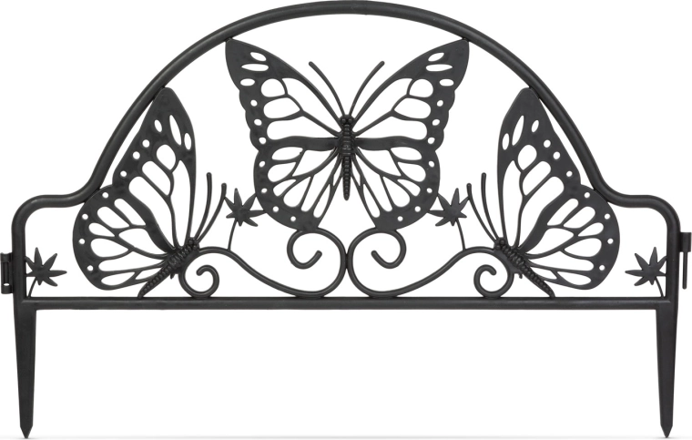 Plastic garden fence with butterfly motif
