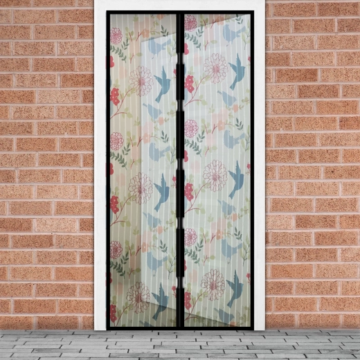 Magnetic insect screen for doors with bird motif 100 × 210 cm