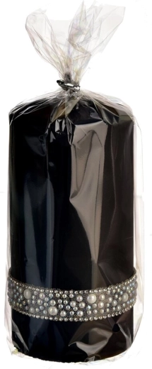 Pearl black pillar candle 7 × 14 cm