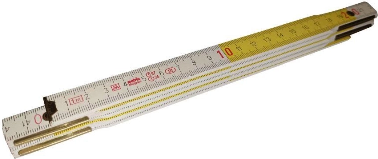 Folding wooden ruler 1 m, white/yellow