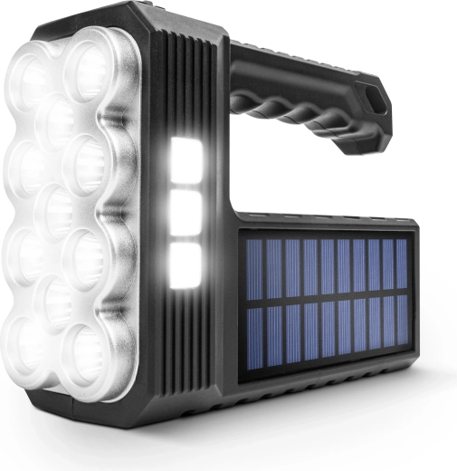 Solar COB LED flashlight with work light function