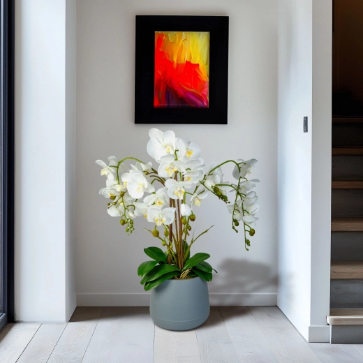 Mākslīgā dekoratīvā orhideja, balta, 83 cm