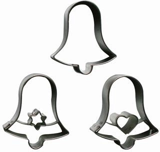 Bell-shaped cookie cutter set, 3 pieces, stainless steel
