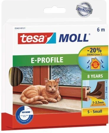 Window and door seal E 9×4 mm, brown, 6 m