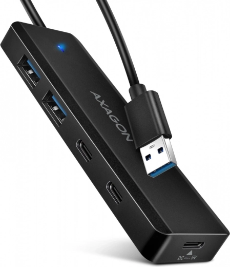 Axagon Travel kompakts 4 portu USB centrmezgls 5 Gb/s (2× USB-A, 2× USB-C)