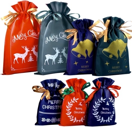 Ruhhy Christmas drawstring gift bags – set of 8 pcs