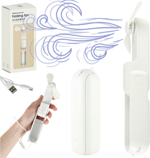 Pārnēsājams salokāms mini ventilators USB 2v1, balts
