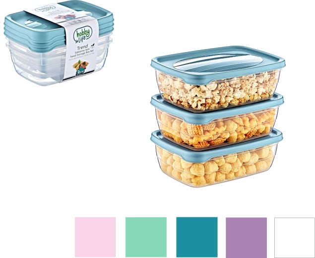 3 taisnstūrveida kārbiņu komplekts Trend Box 0,3 l