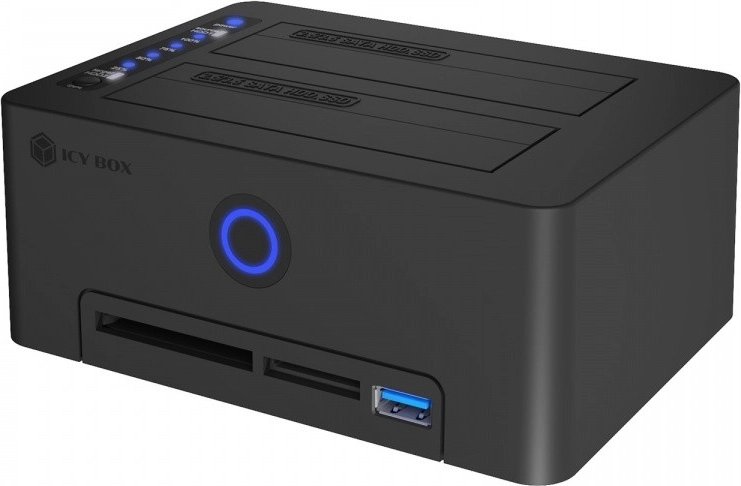 Card reader with dual docking station for SSD/HDD