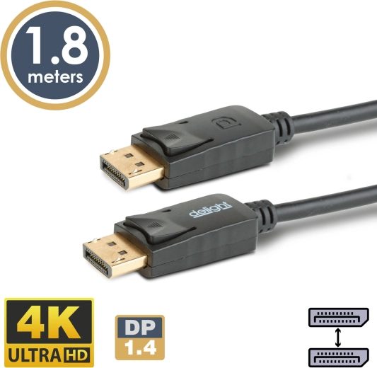 DisplayPort 1.4–DisplayPort kabelis 4K izšķirtspējai, 1,8 m