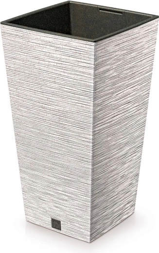 Puķu pods Furu Square Eco Wood ar ieliktni 39,5 cm – balts