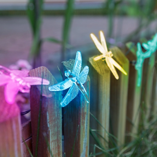 Saules enerģijas LED gaismas virtene ar tauriņiem, 2 m, 10 krāsainas LED gaismas