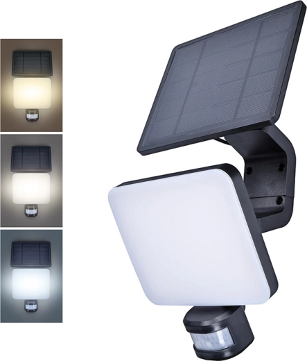 Solight LED solar outdoor wall light with sensor 11 W 1200 lm 3 CCT black - 1 piece