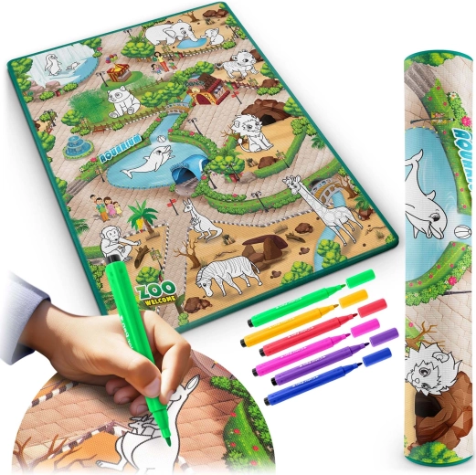 Large washable 90 × 120 cm mat with zoo motifs