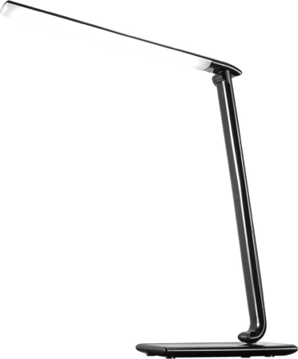 Solight aptumšojama LED galda lampa, 12 W, ar gaismas temperatūras izvēli un USB, spīdīgi melna