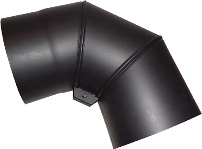 Dūmvadu grozāms līkums 150 mm, 90°, tērauds 1,5 mm, melns