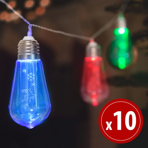 LED gaismas virtene ar ziemeļbriežiem, 10 LED, 1,9 m, daudzkrāsaina