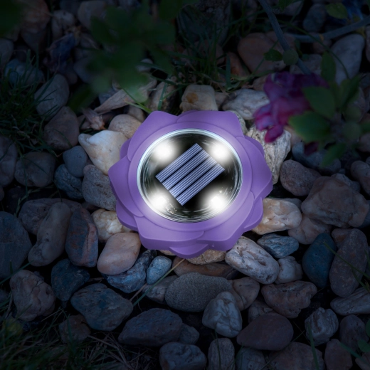 Violeta saules enerģijas LED dārza lampa ar iespraušanas smaili