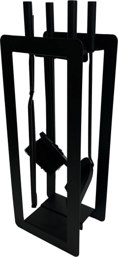 Kamīna instrumentu komplekts 60 cm – melns metāla 4 daļu ar statīvu