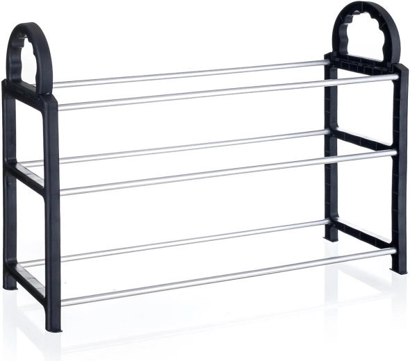 Bolton Shoe Rack, 3-tier, 65 × 17 × 42 cm, Black