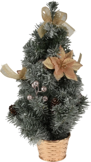 Ziemassvētku eglīte puķupodā 60 cm, dekorēta, zaļa / krāsu mikss