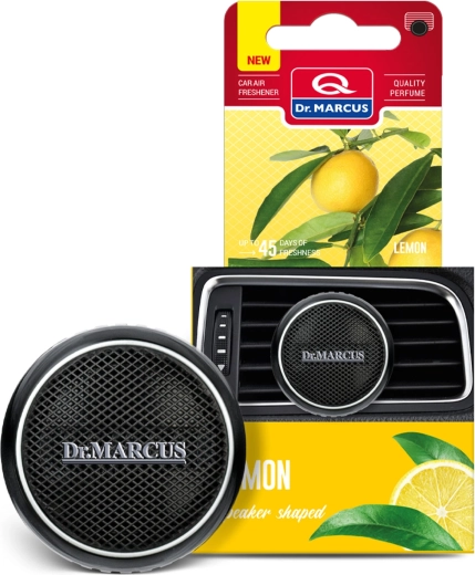 Dr. Marcus automašīnas gaisa atsvaidzinātājs skaļruņa formā Lemon