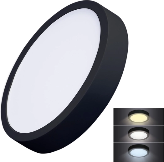 Solight LED surface-mounted mini panel CCT 24 W, round, black