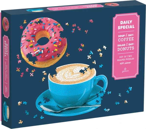 Īpašs puzles komplekts 2 vienā – donuts un kafijas tasīte, apmēram 625 gabaliņi