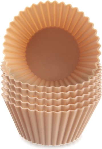Beige silicone muffin molds 6.5 cm, set of 6