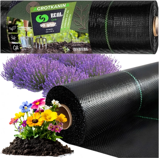Agrotekstils 90 g/m² 0,8 × 50 m melns UV pret nezālēm