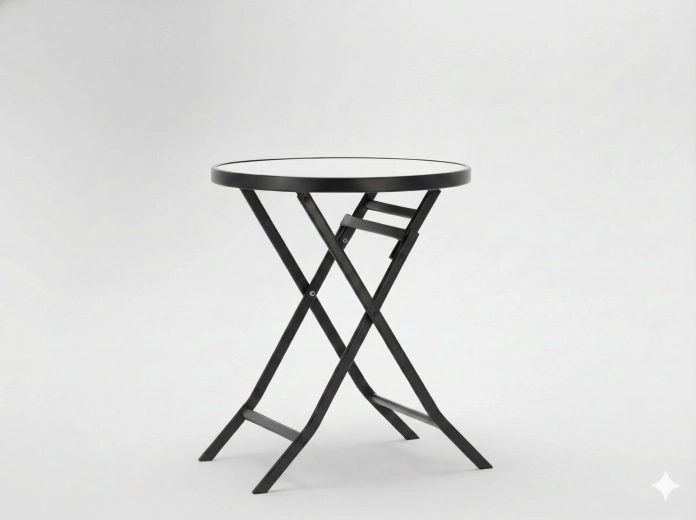Saliekams apaļš dārza galdiņš 60 cm, melns