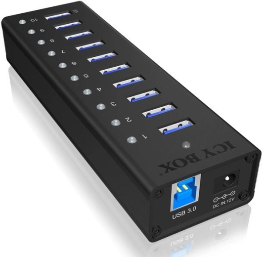 Icy Box powered 10-port USB 3.0 hub with aluminum body