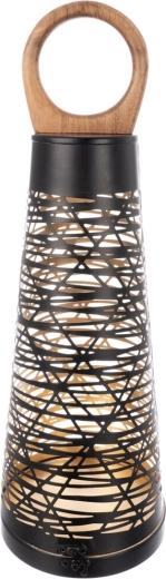 Svečturis Cone no metāla un koka, melni zeltains, 55 cm