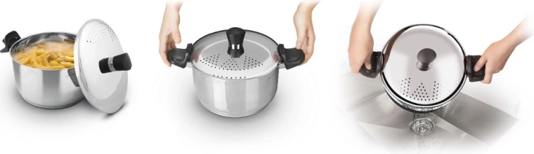 Integrated straining lid