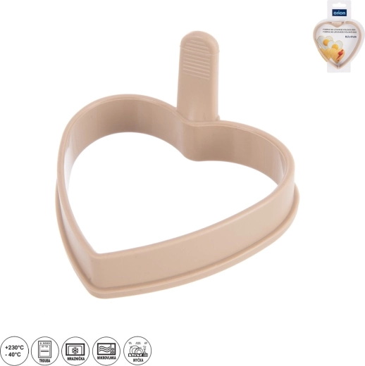 Silikona forma pankūkām un olām sirds formā 9,5 × 9 cm, bēša