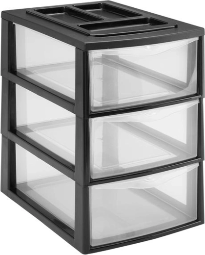 Plastmasas plaukts ar 3 atvilktnēm HEIDRUN 38 × 27 × 38 cm