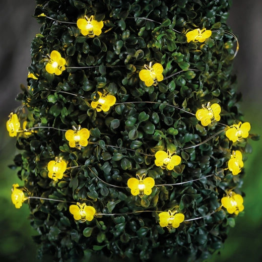Saules enerģijas LED gaismas virtene ar bišu motīviem, 2,4 m, 25 LED, silti balta