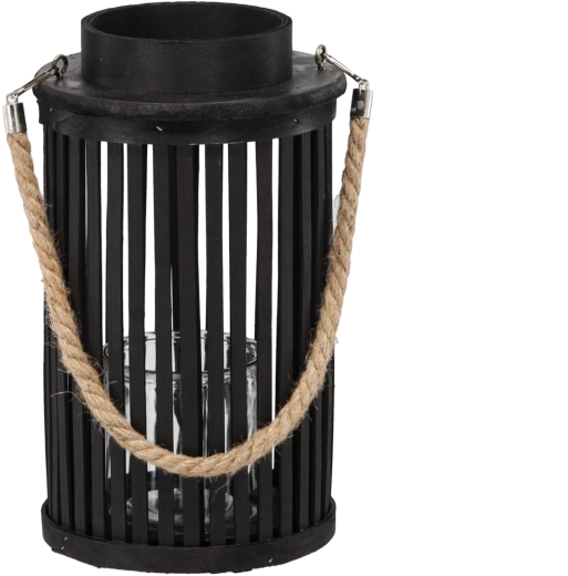 Wooden lantern 30 × 20 cm black