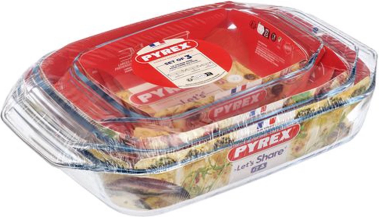 Stikla cepamo trauku komplekts PYREX 3 gab. (1,4 l + 3 l + 4 l)