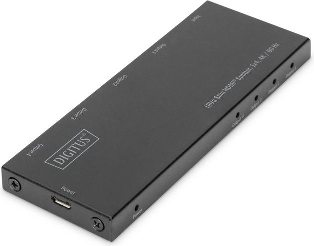Īpaši plāns HDMI sadalītājs 1×4 4K 60 Hz ar HDR – DIGITUS