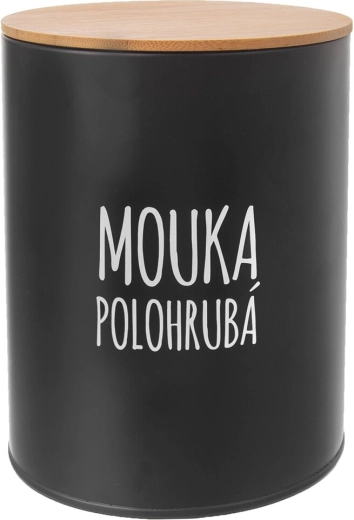 Skārda kārba vidēji rupjiem miltiem ar bambusa vāku black