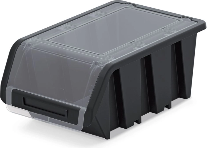 Plastmasas uzglabāšanas kaste ar vāku 49 × 29,8 × 21 cm, melna