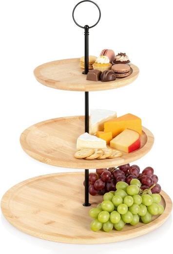 Bambusa trīsstāvu etažēra 34 cm