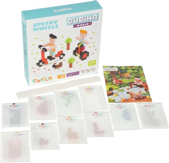 CUBIKA 15290 Pixel "Ātrie riteņi" – koka 3D konstruktors, 200 klucīši