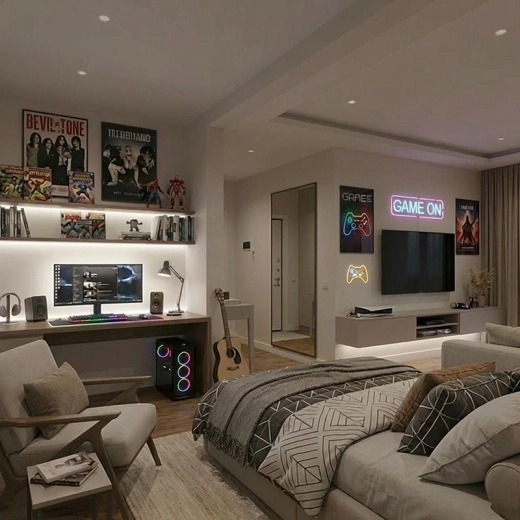 Decorative light for a gaming corner and room