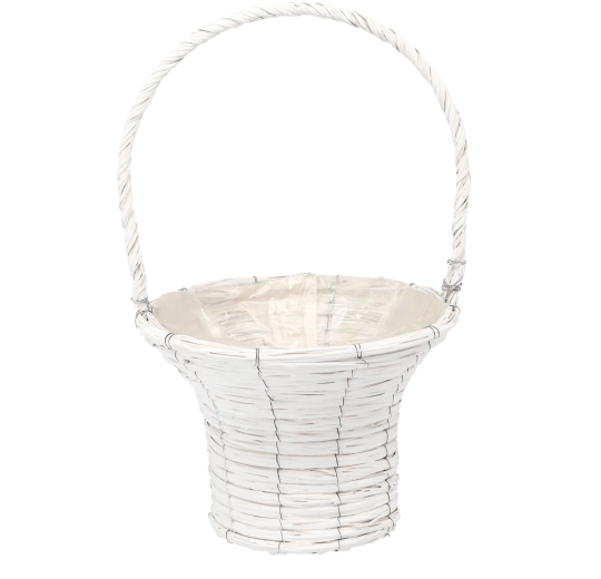 Balts pīts puķupoda apvalks (groziņš) 32 × 52 cm – 1 gab.