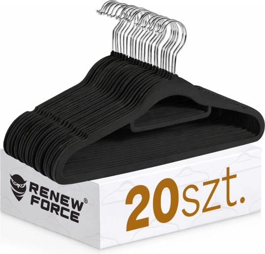 Non-slip clothes hangers, black - set of 20 pieces